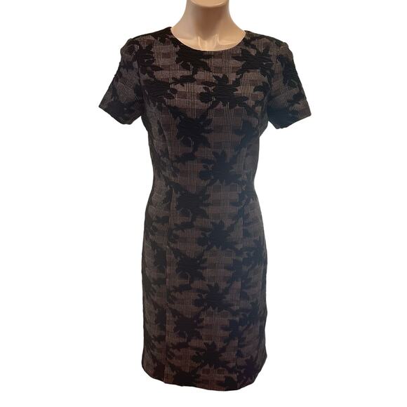 Brooks Brothers Sheath Dress sz 6 Short Sleeve Dress Black Grey Print - Picture 1 of 8